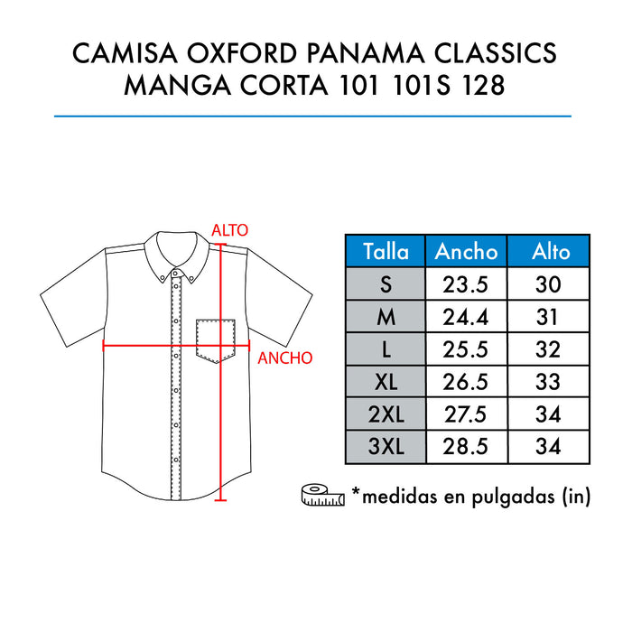 CAMISA OXFORD PANAMA CLASSIC MANGA CORTA 101