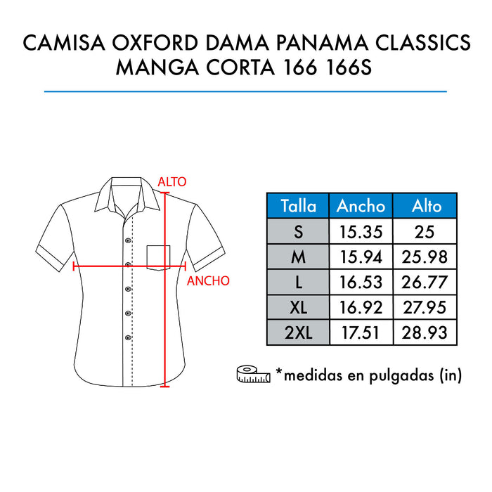 Camisa Oxford Dama Panama Classics Manga Corta 166