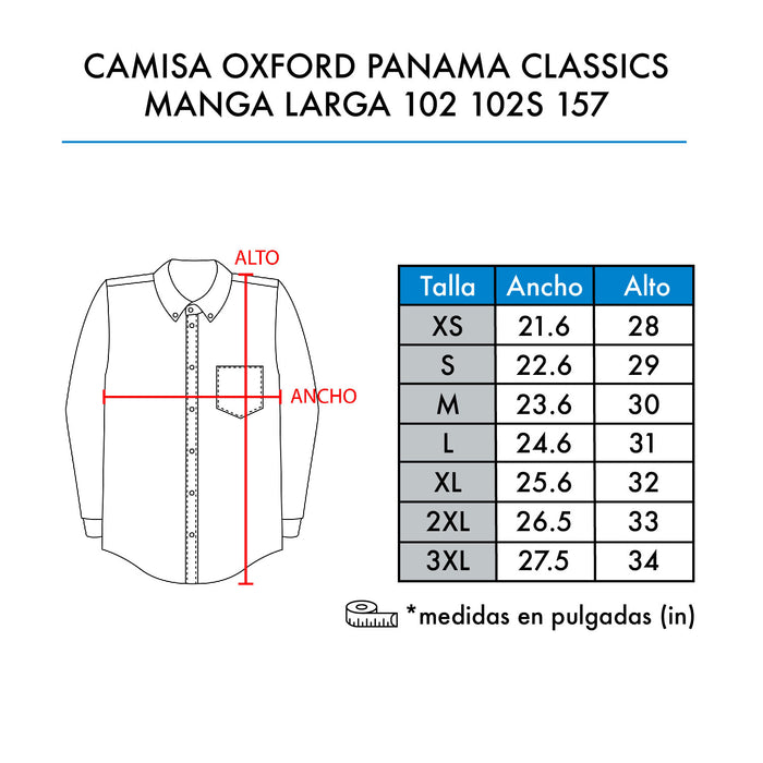 CAMISA OXFORD PANAMA CLASSIC MANGA LARGA 102