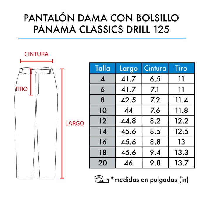 PANTALÓN DAMA CON BOLSILLO PANAMA CLASSIC DRILL 125