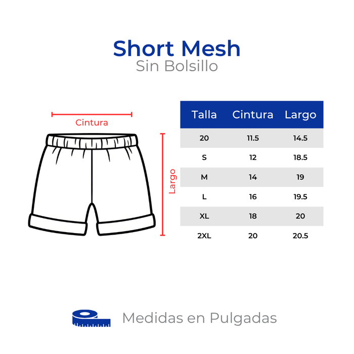 SHORT DE EDUCACION FISICA SIN BOLSILLO MESH - NAVY