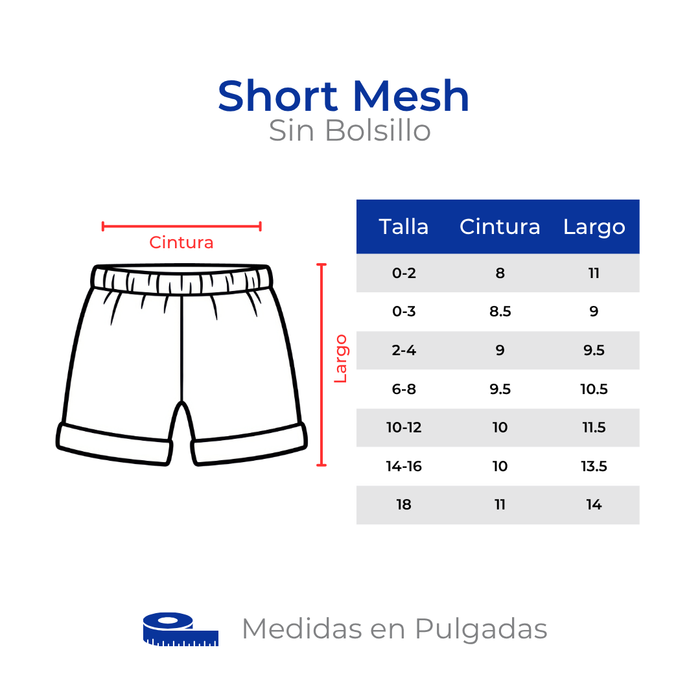 SHORT DE EDUCACION FISICA SIN BOLSILLO MESH - NAVY