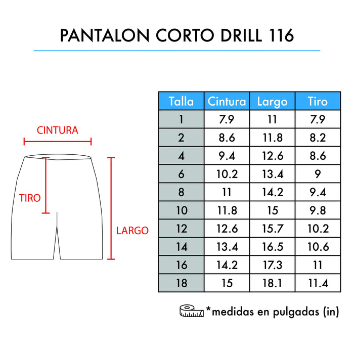 PANTALON CORTO DRILL 116 - T-Shirts Interamerica, S.A.