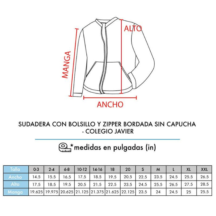 JAVIER SUDADERA CON ZIPPER BORDADA - T-Shirts Interamerica, S.A.