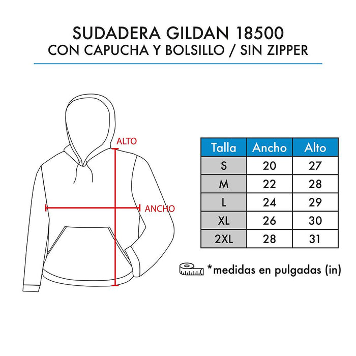 SUDADERA GILDAN 18500 CAPUCHA BOLSILLOS SIN ZIPPER