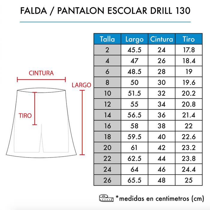 FALDA/PANTALÓN ESCOLAR DRILL 130