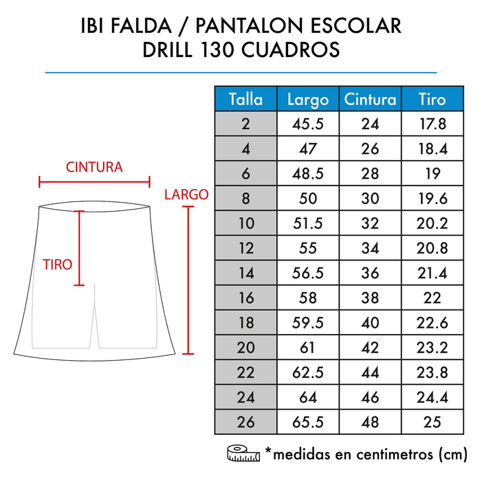 IBI FALDA/PANTALÓN ESCOLAR DRILL 130 CUADROS